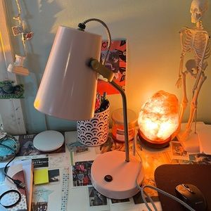 Pink desk lamp with charging port